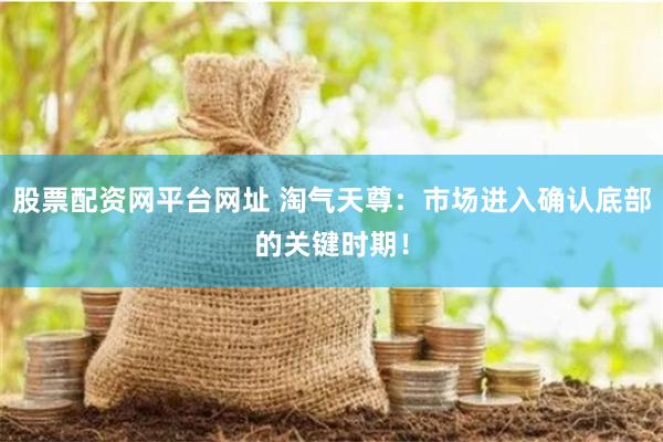 股票配资网平台网址 淘气天尊：市场进入确认底部的关键时期！