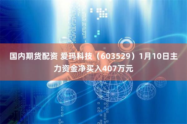 国内期货配资 爱玛科技（603529）1月10日主力资金净买入407万元